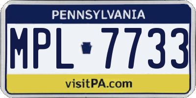 PA license plate MPL7733