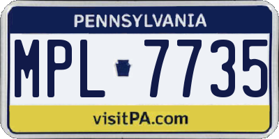 PA license plate MPL7735