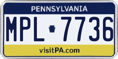 PA license plate MPL7736