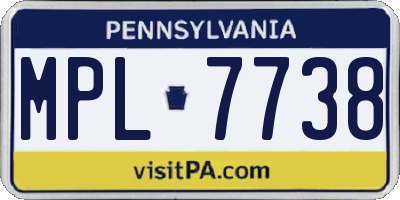 PA license plate MPL7738