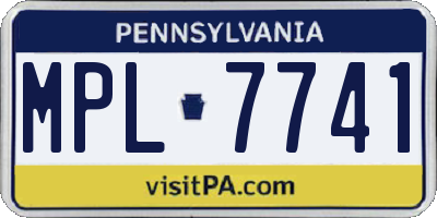 PA license plate MPL7741
