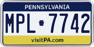 PA license plate MPL7742