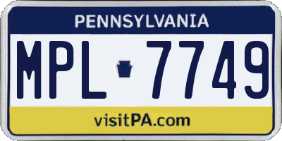 PA license plate MPL7749