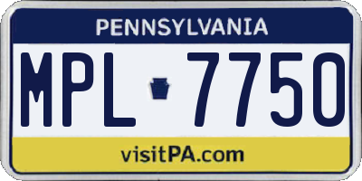 PA license plate MPL7750