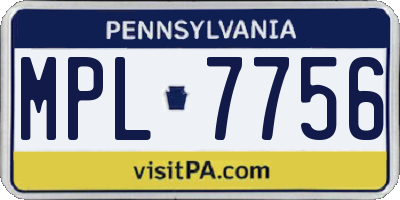 PA license plate MPL7756