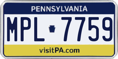 PA license plate MPL7759