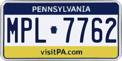 PA license plate MPL7762