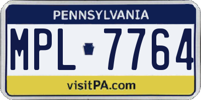PA license plate MPL7764