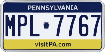 PA license plate MPL7767