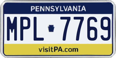 PA license plate MPL7769