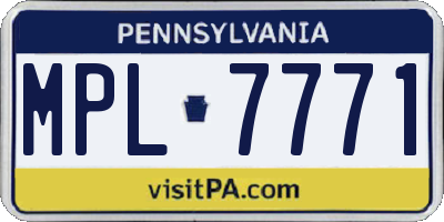PA license plate MPL7771