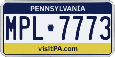 PA license plate MPL7773
