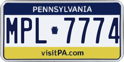 PA license plate MPL7774