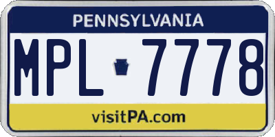 PA license plate MPL7778