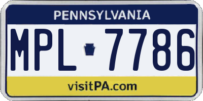 PA license plate MPL7786