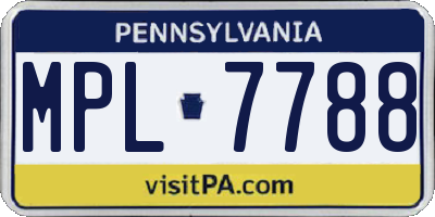 PA license plate MPL7788