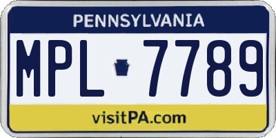 PA license plate MPL7789