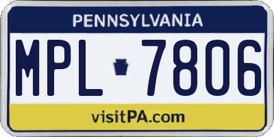 PA license plate MPL7806