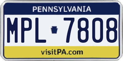 PA license plate MPL7808