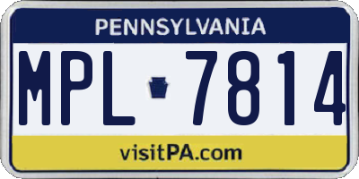 PA license plate MPL7814