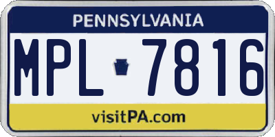 PA license plate MPL7816