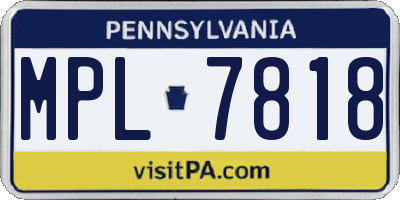 PA license plate MPL7818