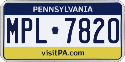PA license plate MPL7820