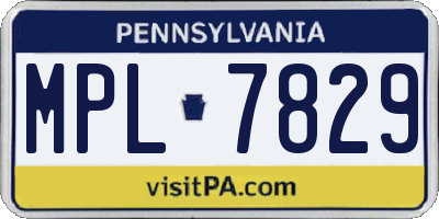 PA license plate MPL7829