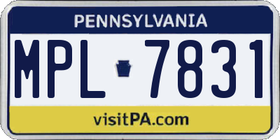 PA license plate MPL7831