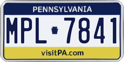 PA license plate MPL7841