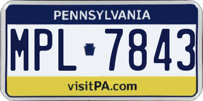 PA license plate MPL7843