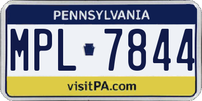 PA license plate MPL7844