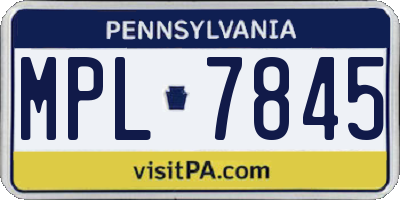 PA license plate MPL7845