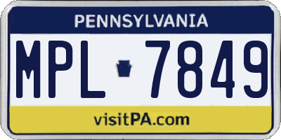 PA license plate MPL7849