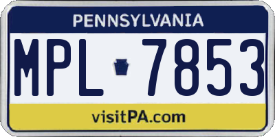 PA license plate MPL7853