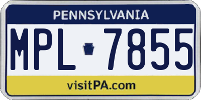 PA license plate MPL7855