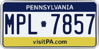 PA license plate MPL7857