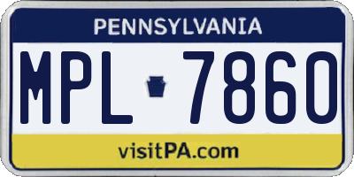 PA license plate MPL7860