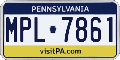 PA license plate MPL7861