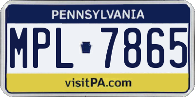 PA license plate MPL7865
