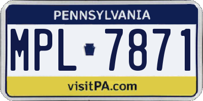 PA license plate MPL7871
