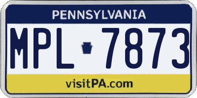 PA license plate MPL7873