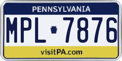 PA license plate MPL7876