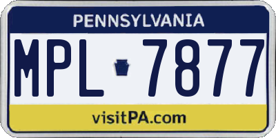 PA license plate MPL7877