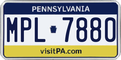 PA license plate MPL7880