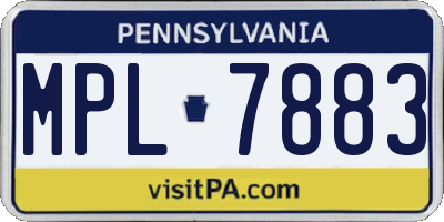 PA license plate MPL7883