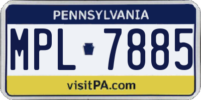 PA license plate MPL7885