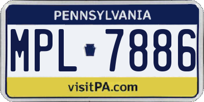 PA license plate MPL7886