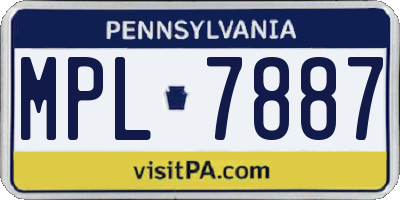 PA license plate MPL7887