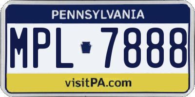 PA license plate MPL7888